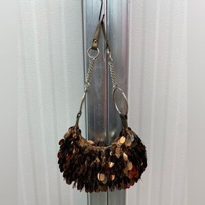 Sequin Embellished Brown Shoulder Bag Y2k
